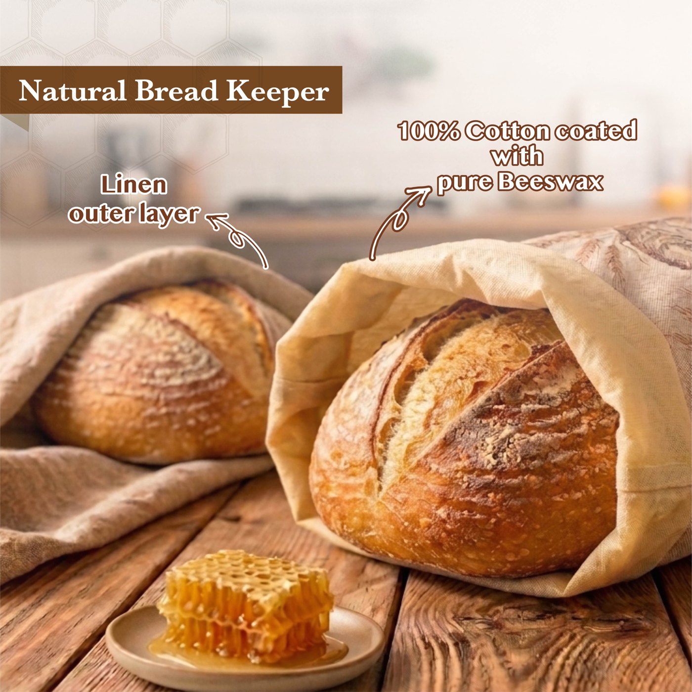 LEVRAINE linen and beeswax bread bag materials