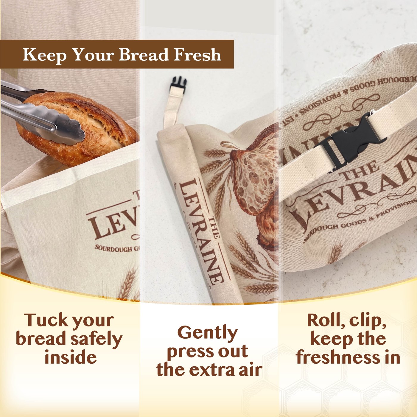 How to close a LEVRAINE bread bag to keep bread fresh